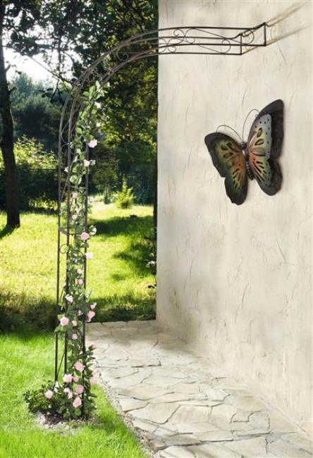 Preview: Rankhilfe "Halbbogen" aus Metall in Rost Optik, Rankhilfe, Pergola, Rankbogen, Halb-Rosenbogen, Wandbogen halbrund, Metallbogen, Spalier
