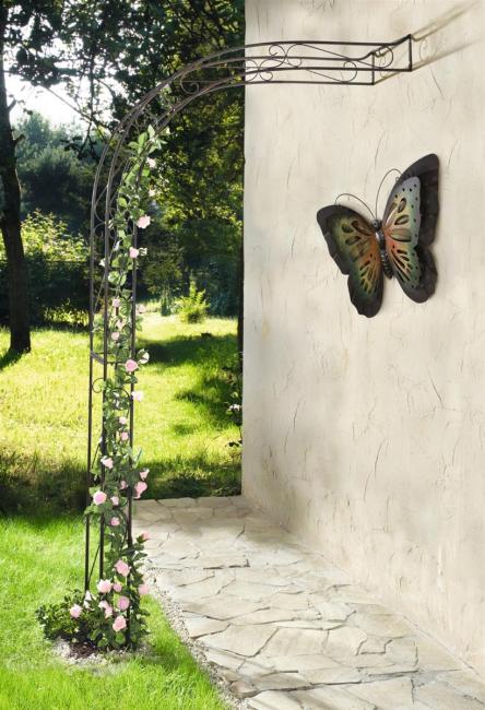 Rankhilfe "Halbbogen" aus Metall in Rost Optik, Rankhilfe, Pergola, Rankbogen, Halb-Rosenbogen, Wandbogen halbrund, Metallbogen, Spalier
