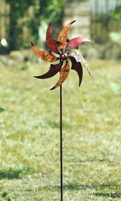 Preview: Windrad "Schimmer" aus Metall, Windspiel, Gartenstecker, Dekostecker, Gartendeko für Draußen