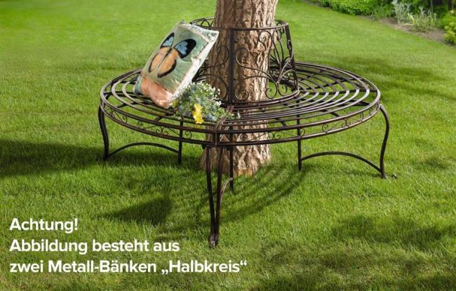 Preview: Gartenbank "Halbkreis" aus Metall in Rost-Optik, Baumbank, Rundbank