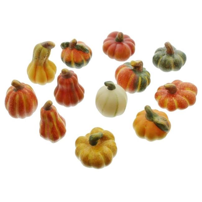 Preview: 12 kleine Deko Kürbisse aus Terracotta, Halloweendeko, Herbstdeko, Tischdeko