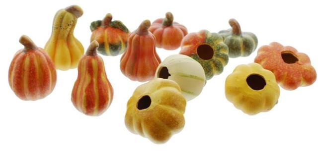 12 kleine Deko Kürbisse aus Terracotta, Halloweendeko, Herbstdeko, Tischdeko