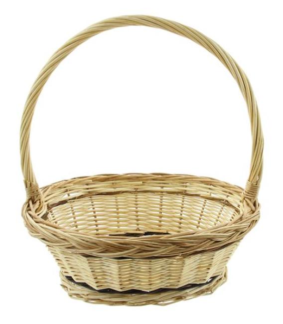 Bügelkorb "Zopfrand" mittel, aus Weide, weiß, Blumenkorb
