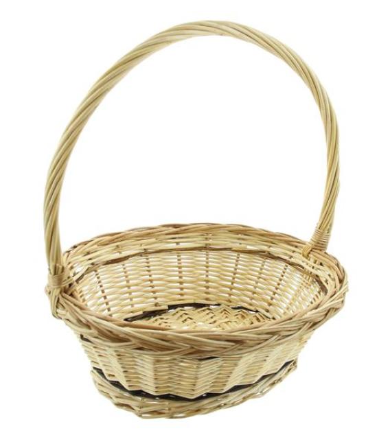 Bügelkorb "Zopfrand" mittel, aus Weide, weiß, Blumenkorb