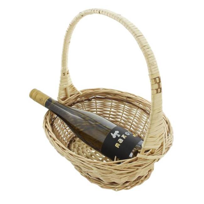 Bügelkorb "Zopfrand" mittel, aus Weide, weiß, Blumenkorb