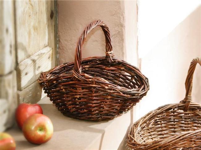 Preview: Bügelkorb aus Naturweide, 31x21 cm, Obstkorb, Pilzkorb