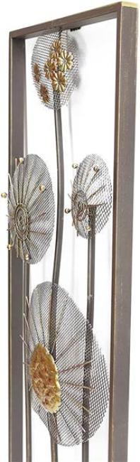 3D Wandbild "Flowers" aus Metall in Rost-Optik & gold, 30x90 cm, Wandschmuck, Wanddeko, Metallbild
