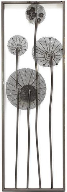 3D Wandbild "Flowers" aus Metall in Rost-Optik & gold, 30x90 cm, Wandschmuck, Wanddeko, Metallbild