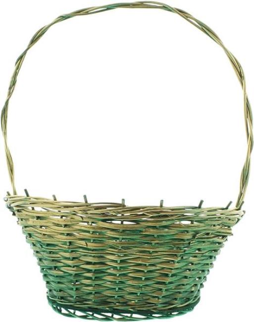 Präsentkorb grün / gold klein, aus Weide, Geschenkkorb leer, Henkelkorb, Weidenkorb