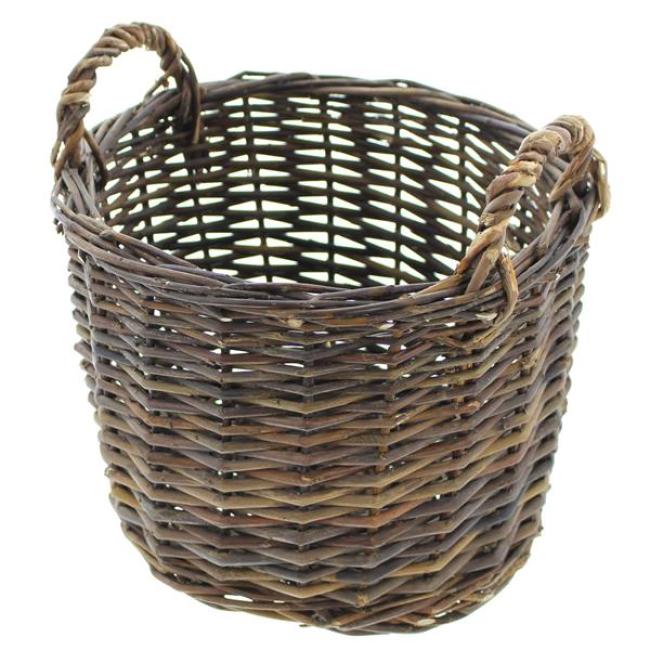 Füllkorb "Rustikal" aus Weide, braun, klein, rund Ø 27x19 cm, Weidenkorb, Obstkorb, Flechtkorb, Aufbewahrungskorb