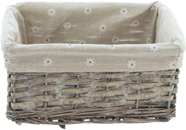 Füllkorb "Blümchen" mit Textileinlage, grau, Aufbewahrungskorb