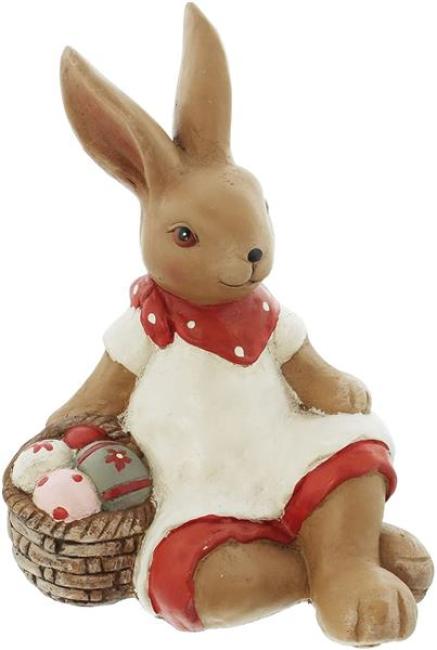 Preview: Deko-Häsin "Ruhepause" aus Kunststein, 31 cm hoch, Osterhase