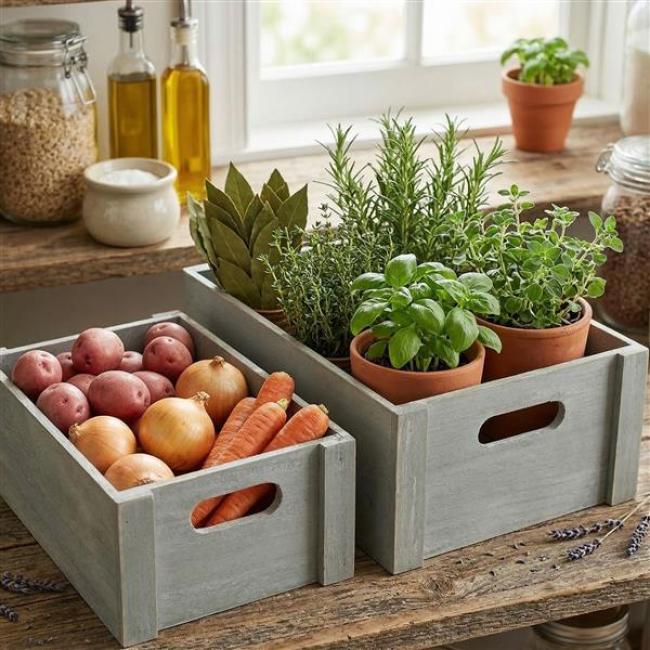 Preview: 2 Universalkisten aus Holz, grün, Aufbewahrungsbox, Geschenkbox