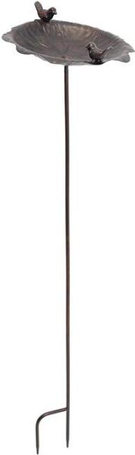Vogeltränke "Piepmatz" aus Metall in Rost Optik, Gartenstecker mit 2 Vögelchen, Wasserstelle, Gartendeko, Dekostecker für Draußen