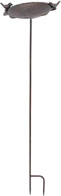 Vogeltränke "Piepmatz" aus Metall in Rost Optik, Gartenstecker mit 2 Vögelchen, Wasserstelle, Gartendeko, Dekostecker für Draußen