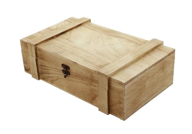 Weinkiste "Rustikal" aus Holz, Geschenkbox für 2 Flaschen Wein