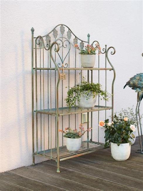 Preview: Metallregal "Pfauenauge" mit Ranken, Antik Design, Standregal, Klappregal