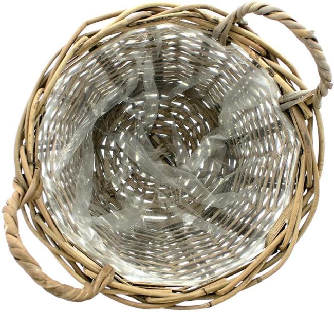 Pflanzkorb "Rattan" klein, Ø 30x23 cm Blumentopf, Pflanztopf, Pflanzkübel für Draußen, Blumenkübel