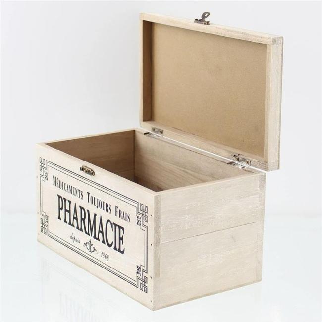 Preview: Holzkiste "Pharmacie" im Shabby Look, weiß, Erste Hilfe Holzbox, Hausapotheke