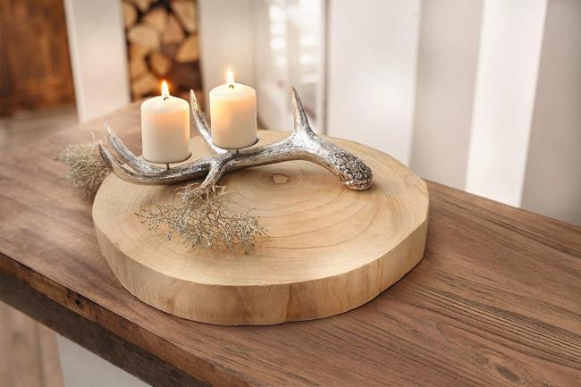 Dekoscheibe "Wood" Ø 40 cm Baumscheibe aus Holz, Servierbrett, Kerzenboard