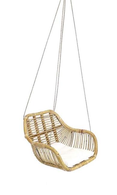 Preview: Hängesessel aus Rattan mit Kissen, Korbsessel, Rattansessel, Hängesitz