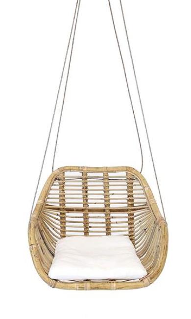 Preview: Hängesessel aus Rattan mit Kissen, Korbsessel, Rattansessel, Hängesitz