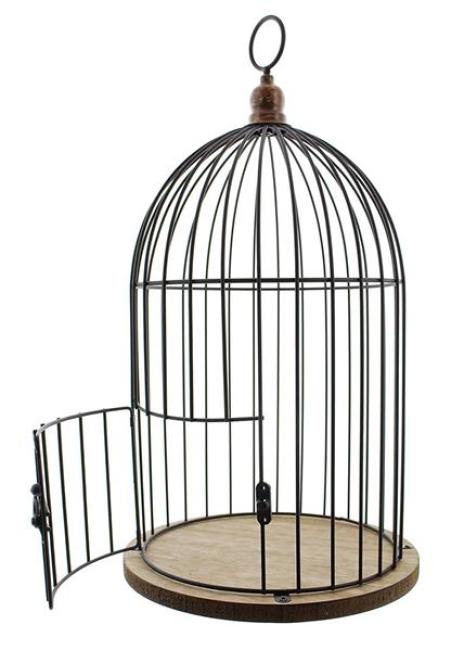 Dekokäfig "Gabbietta" aus Holz & Metall, braun, Vogelkäfig, Kerzenhalter