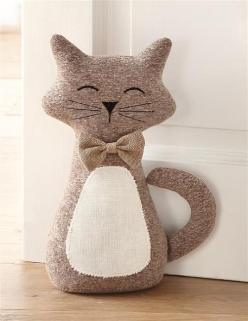 Preview: Türstopper "Katze" aus Stoff, schwer, Türpuffer, Türfeststeller, Fensterstopper