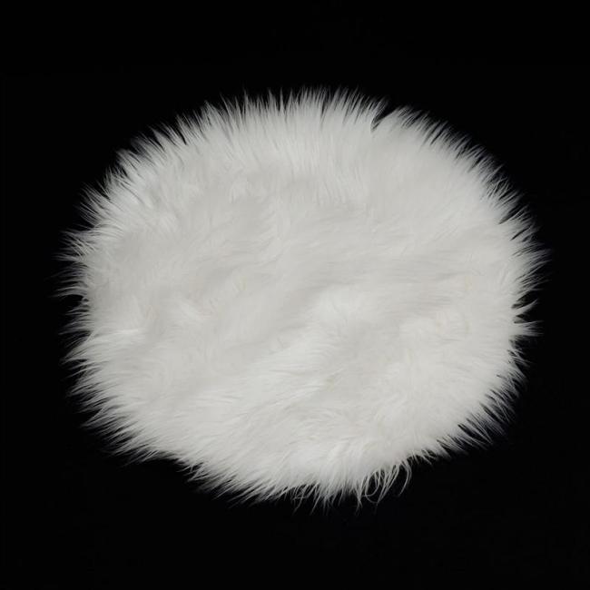 Sitzkissen "Fell" in weiß, Ø 40 cm, Dekofell, Kunstfell, Stuhlkissen