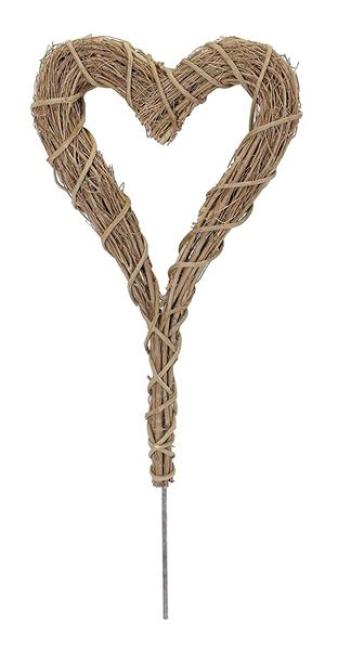 Preview: Gartenstecker "Herz" aus Zweigen, rustikale Holzdeko, 90 cm hoch, Beetstecker, Dekostecker, Balkon & Gartendeko für Draußen