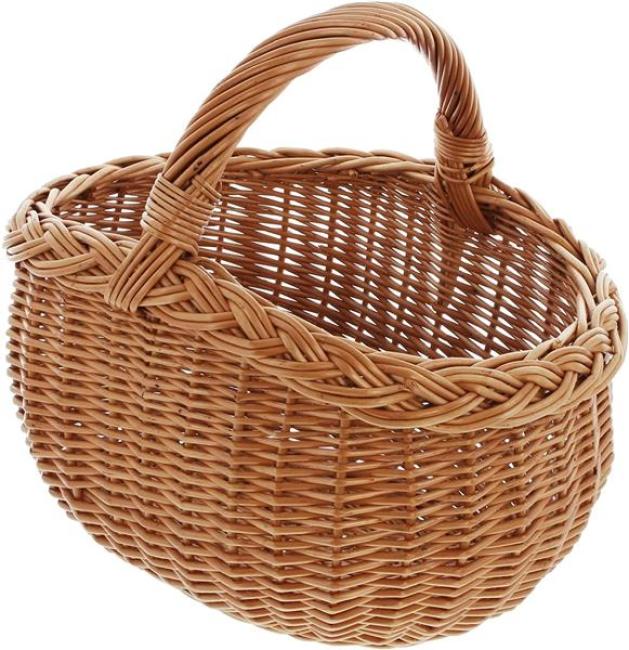 Einkaufskorb mit Zopfrand aus Weide, natur, Weidenkorb, Autokorb, Tragekorb