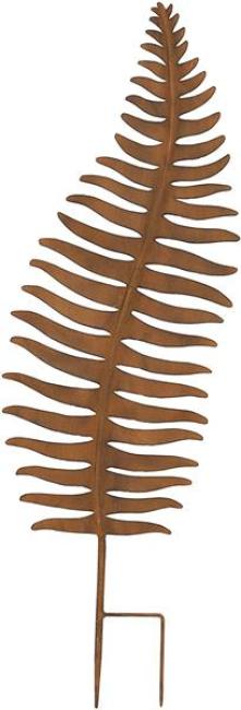 Preview: Gartenstecker "Farnblatt" aus Metall in Rost Optik, 78 cm hoch, Beetstecker, Dekostecker, Gartendeko für Draußen