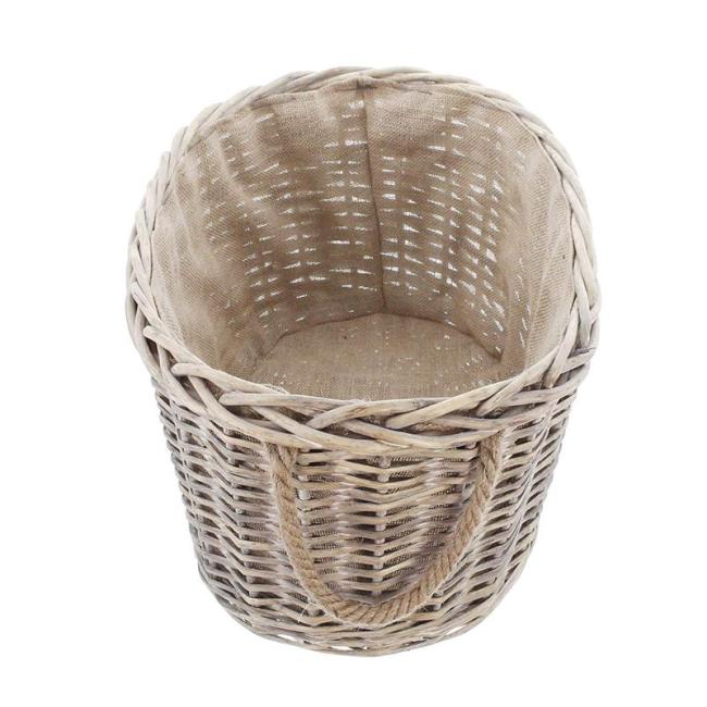 Preview: Brennholzkorb aus Weide im Shabby Look, Feuerholzkorb, Weidenkorb