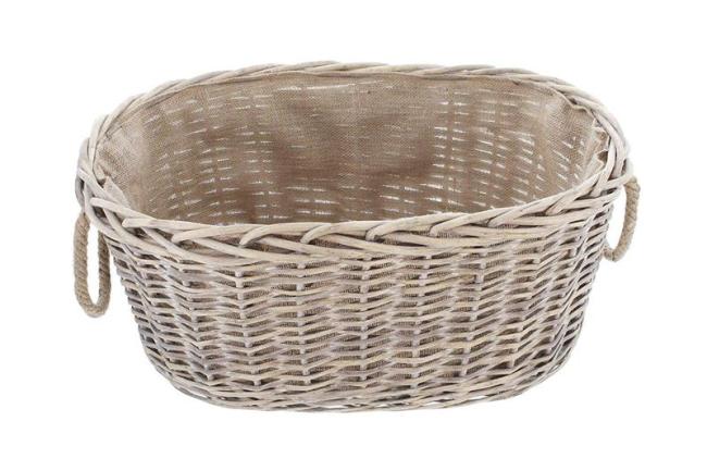Brennholzkorb aus Weide im Shabby Look, Feuerholzkorb, Weidenkorb