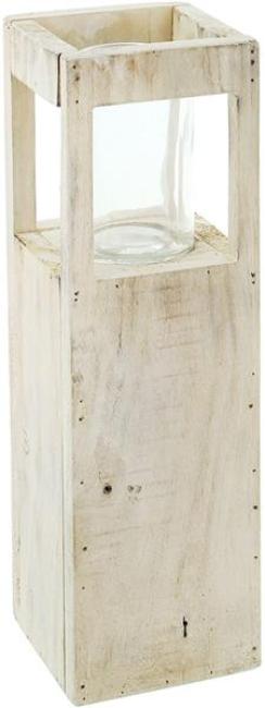 Preview: Windlichtsäule “Shabby-Charme” klein, 50 cm hoch, aus Holz & Glas, Dekosäule mit Kerzenglas, Bodenwindlicht, Holzsäule, Kerzensäule