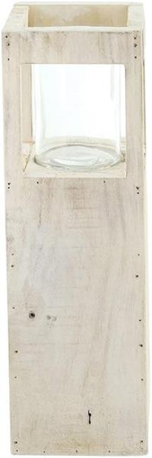 Preview: Windlichtsäule “Shabby-Charme” klein, 50 cm hoch, aus Holz & Glas, Dekosäule mit Kerzenglas, Bodenwindlicht, Holzsäule, Kerzensäule