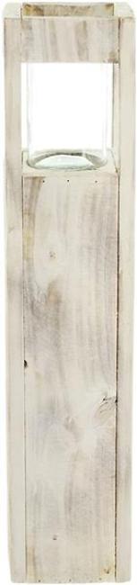 Preview: Windlichtsäule “Shabby-Charme” groß, 70 cm hoch, aus Holz & Glas, Dekosäule mit Kerzenglas, Bodenwindlicht, Holzsäule, Kerzensäule