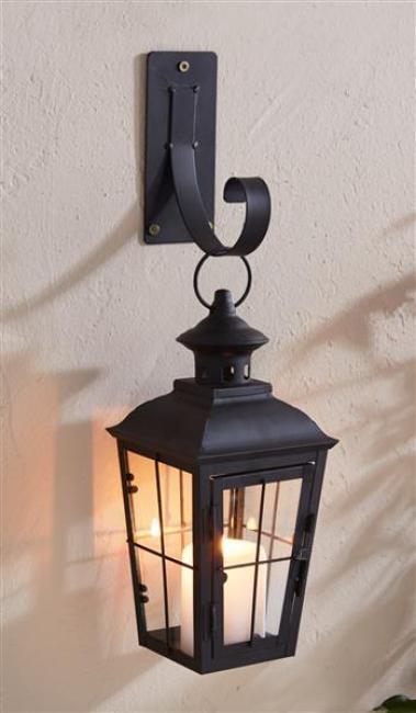 Preview: Wandlaterne "Chateau" aus Glas & Metall, schwarz, mit Wandhaken, Wandkerzenhalter, nostalgische Gartenlaterne, Garten Wanddeko, Wand Kerzenhalterung