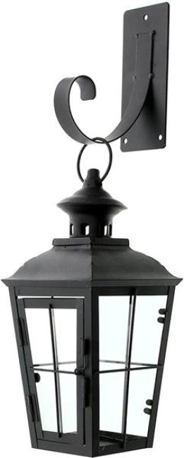 Preview: Wandlaterne "Chateau" aus Glas & Metall, schwarz, mit Wandhaken, Wandkerzenhalter, nostalgische Gartenlaterne, Garten Wanddeko, Wand Kerzenhalterung