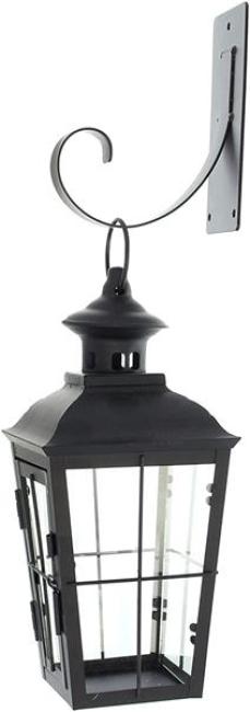 Wandlaterne "Chateau" aus Glas & Metall, schwarz, mit Wandhaken, Wandkerzenhalter, nostalgische Gartenlaterne, Garten Wanddeko, Wand Kerzenhalterung