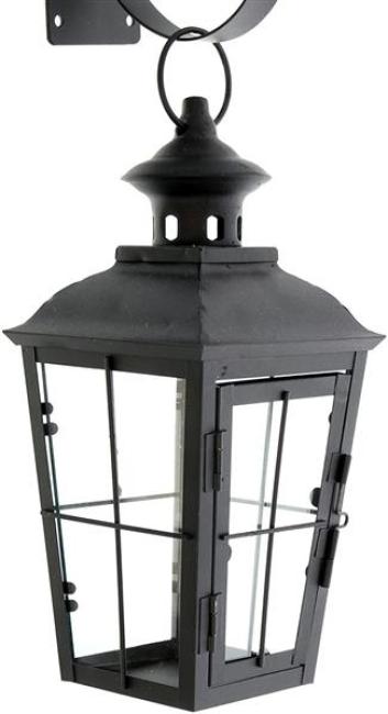 Wandlaterne "Chateau" aus Glas & Metall, schwarz, mit Wandhaken, Wandkerzenhalter, nostalgische Gartenlaterne, Garten Wanddeko, Wand Kerzenhalterung