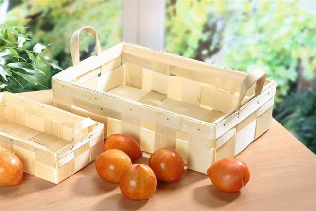 Preview: Obstkorb aus Holzspan, 34x23 cm, Obstschale, Erntekorb, Sammelkorb, Pilzkorb