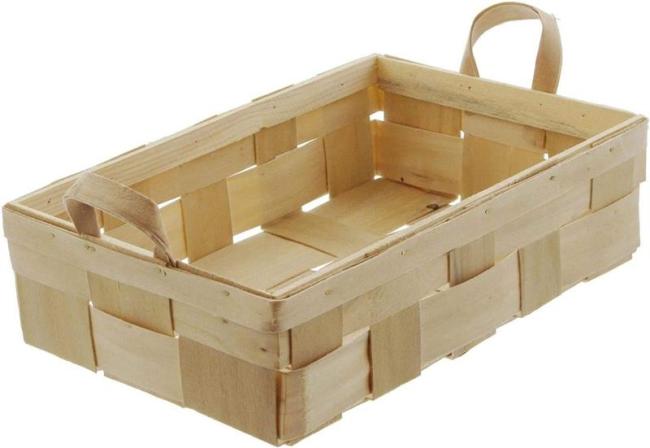Preview: Obstkorb aus Holzspan, 34x23 cm, Obstschale, Erntekorb, Sammelkorb, Pilzkorb