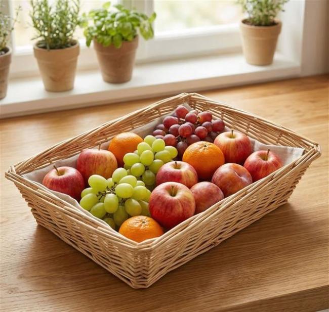 Preview: Brotkorb "Naturweiß" aus Weide, 32x22 cm, Obstkorb, Obstschale, Aufbewahrungskorb
