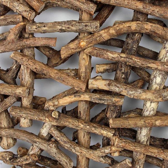 Deko-Objekt "Rustikal" aus Rattan & Holz, Raumteiler hängend, Paravent, Sichtschutz