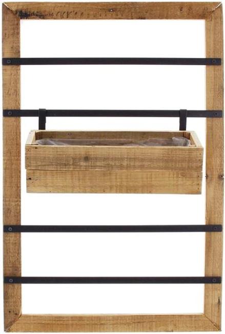 Wandpflanzer "Industrial" aus Holz mit 2 Blumenkästen, für Balkon, Terrasse, Garten, Balkonkasten, Wandblumentopf