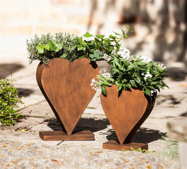 Preview: 2x Pflanzer "Rostherz" aus Metall in Rost Optik, stehend im Herz Form, Blumentopf, Pflanztopf, Pflanzgefäß, Gartendeko für Draußen