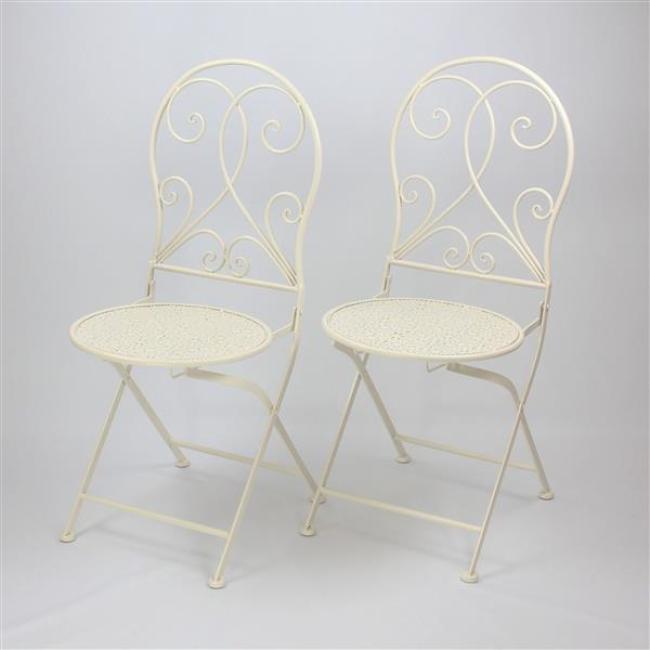 3 tlg. Bistroset “White Romance” aus Metall, weiß, Gartenmöbel Tisch + 2 Stühle