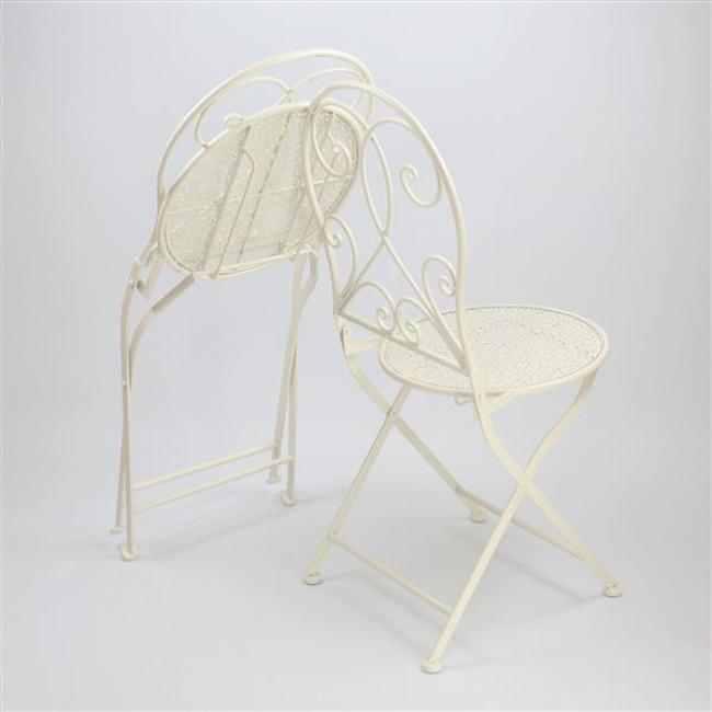 3 tlg. Bistroset “White Romance” aus Metall, weiß, Gartenmöbel Tisch + 2 Stühle