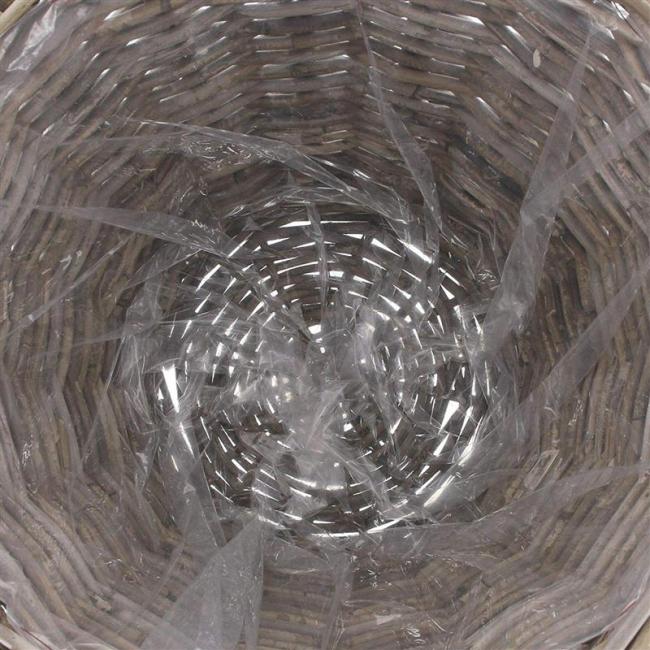 Rattan Pflanzkorb "Rustikal" rund Ø 45x40 cm groß, grau, Outdoor Blumentopf, Pflanzkübel, Pflanztopf für Draußen, Blumenkübel